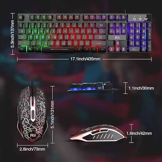 Комплект клавиатура с LED подсветка и цветна дишаща геймърска мишка