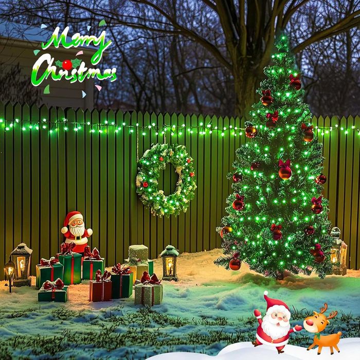 Коледни външни лампички 18м топла светлина 8 шоу програми 200 лампи