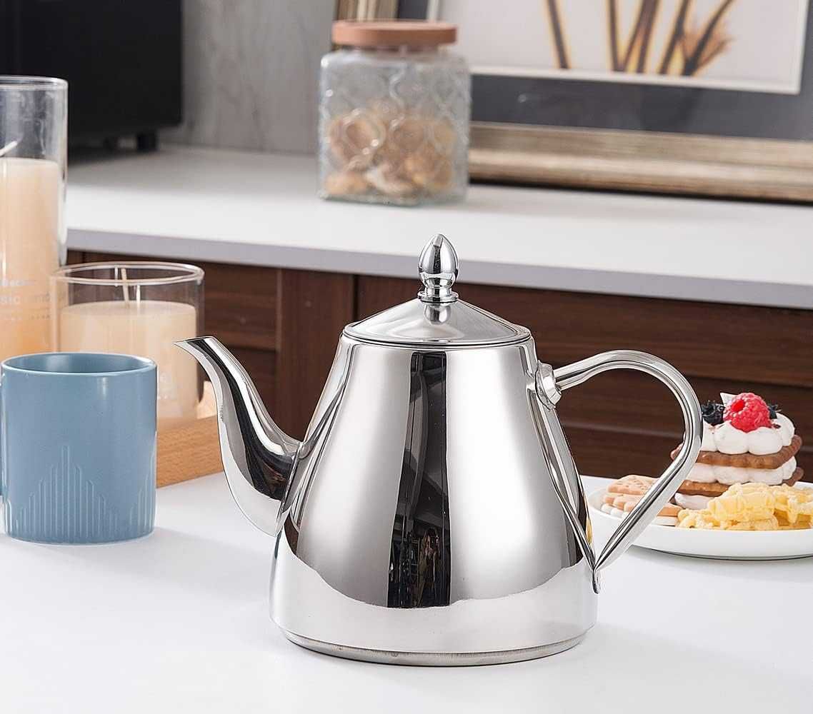 НОВ! Чайник от неръждаема стомана с цедка 1500ml