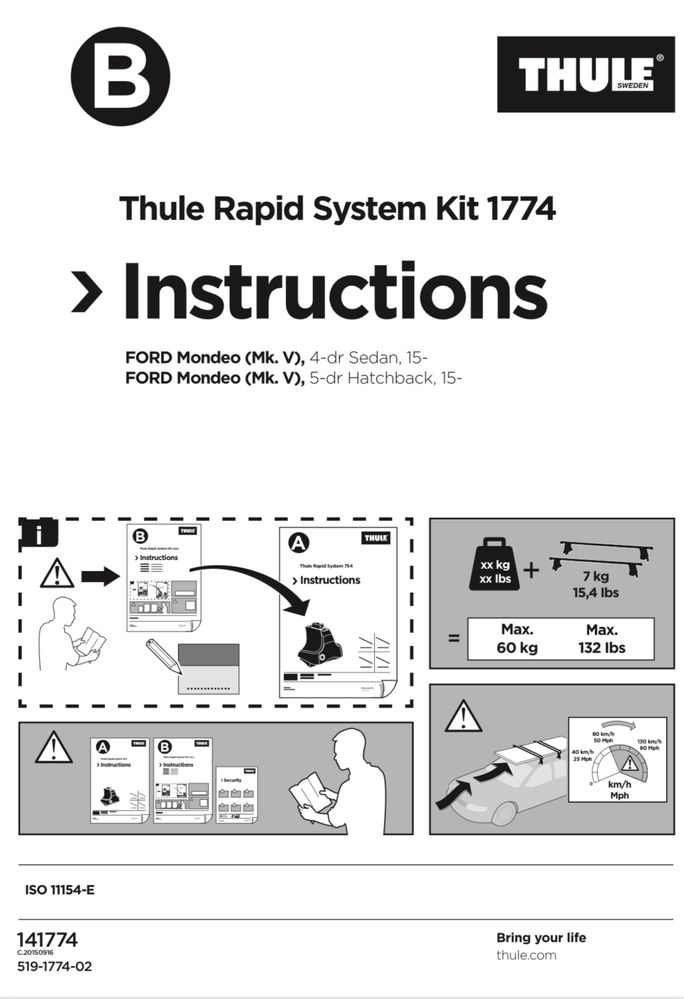 Thule Rapid System Kit 1774 Ford Mondeo MK V