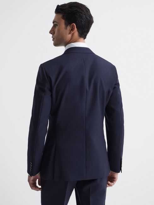 Sacou slim de lux Reiss 50 L lana virgina super 110s albastru