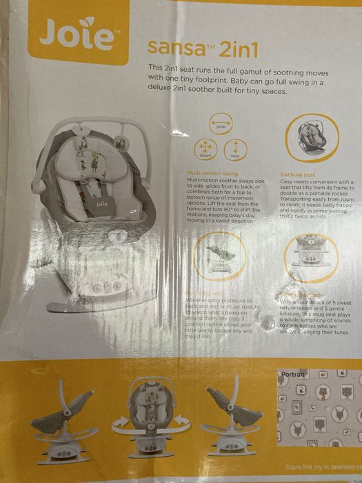 Leagăn și balansoar rotativ electric bebelusi sansa 2 in 1