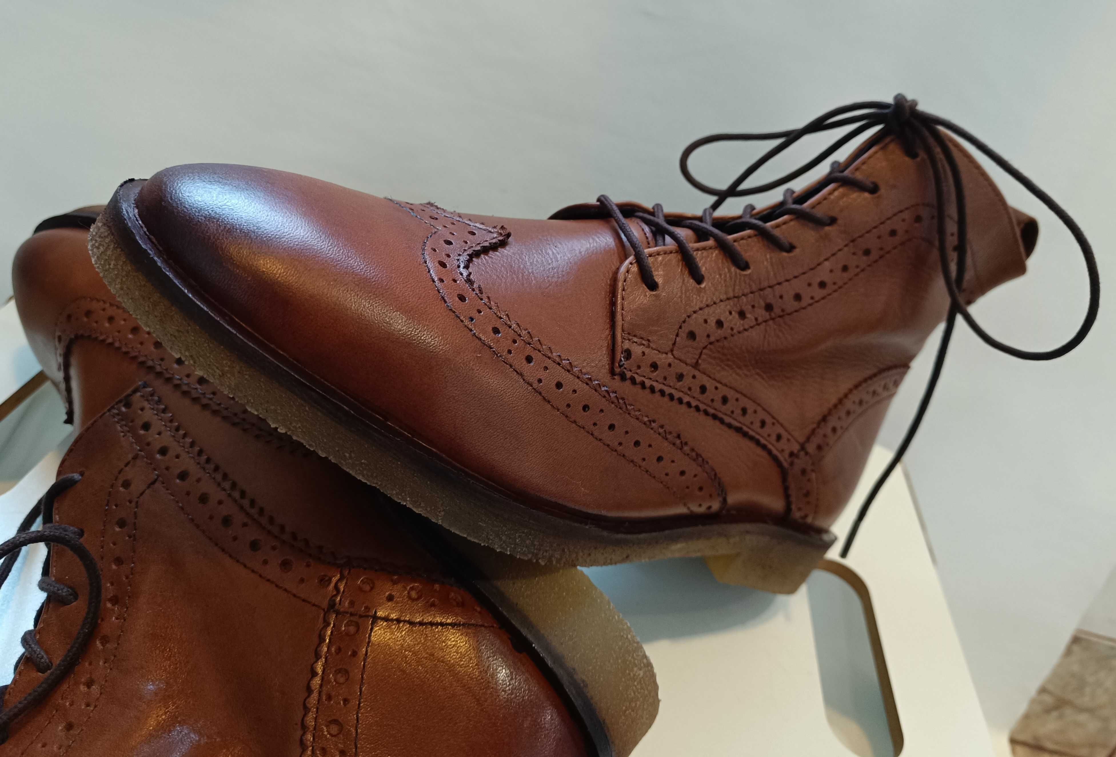 Ghete lace up 40 brogue premium ASOS piele naturala moale