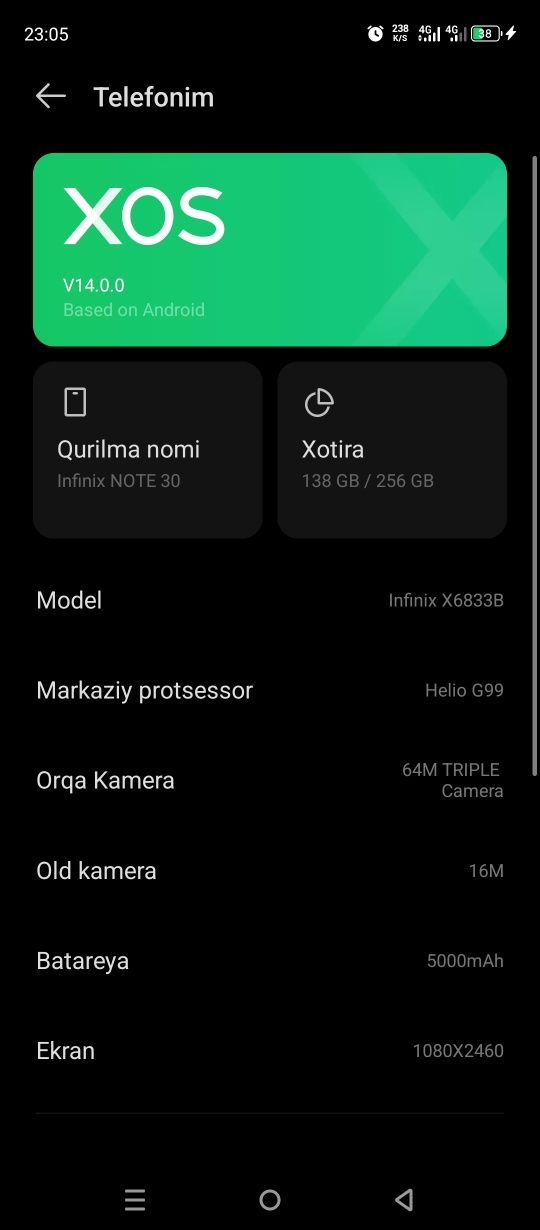 Abmen redmi note 13 proga
Xotira 256/8+8
Karopka, dokument, orgin