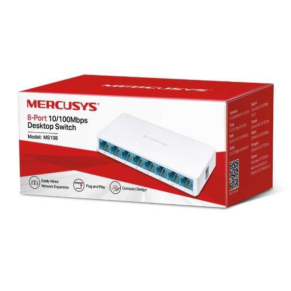Hub switch Mercusys MS108 8-портовый настольный коммутатор
