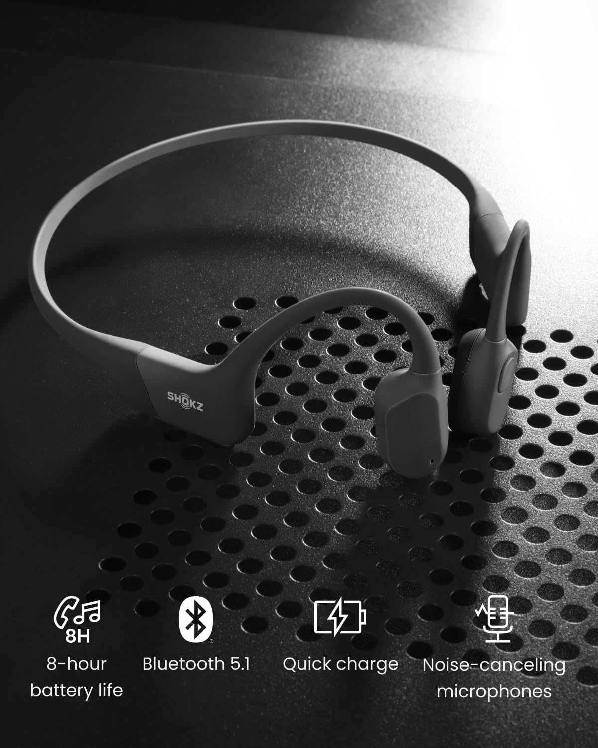 Спортни слушалки SHOKZ OpenRun с костна проводимост, IP67, черни