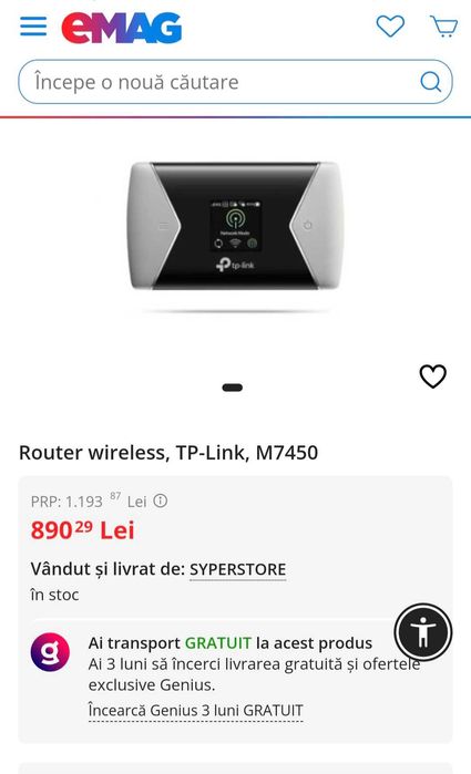 Router portabil TP-Link M7450, Dual-Band, 300Mbps, 4G LTE Sigilat!