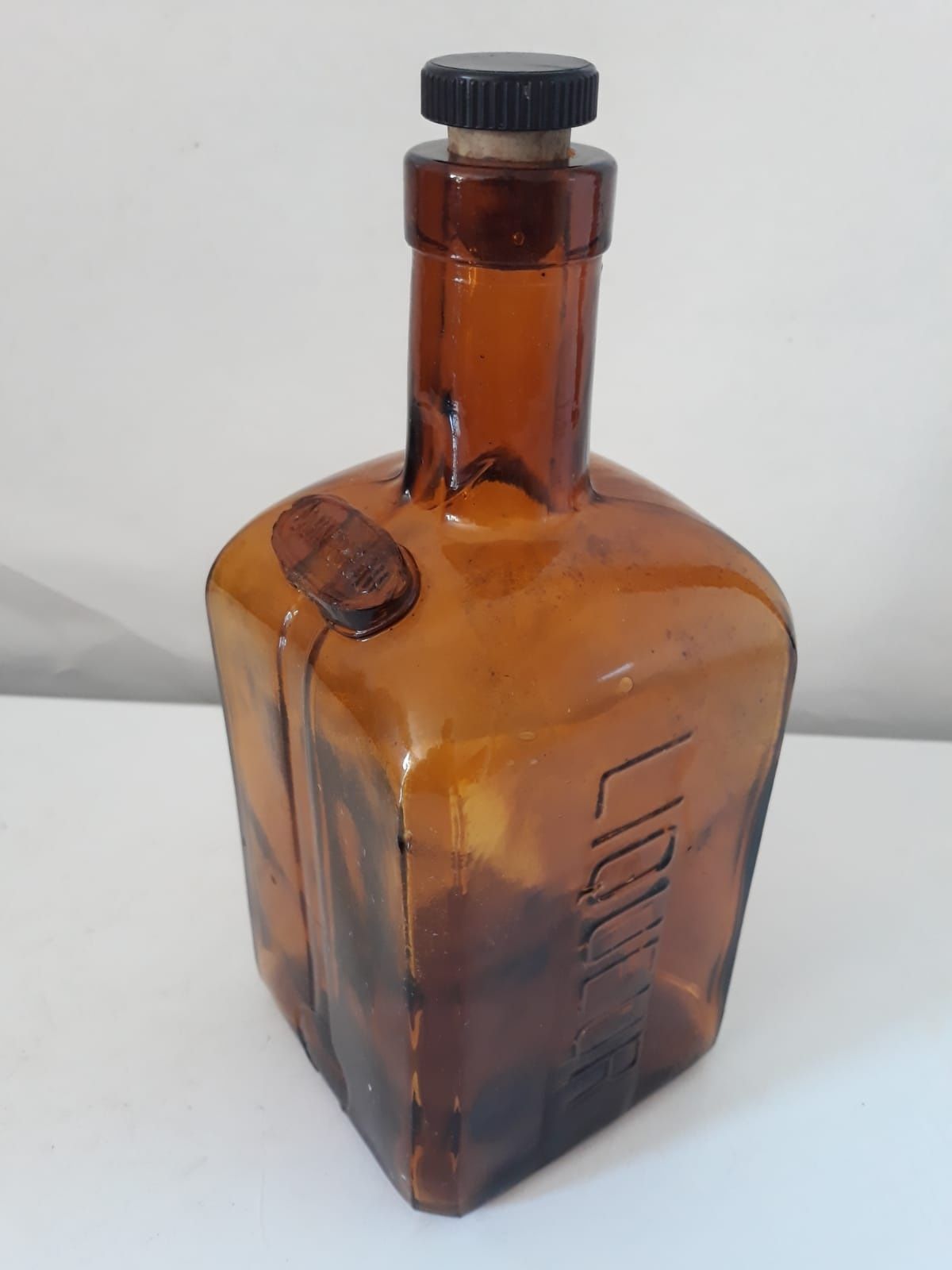 Sticla veche decantor amber colectie 1960 mid century