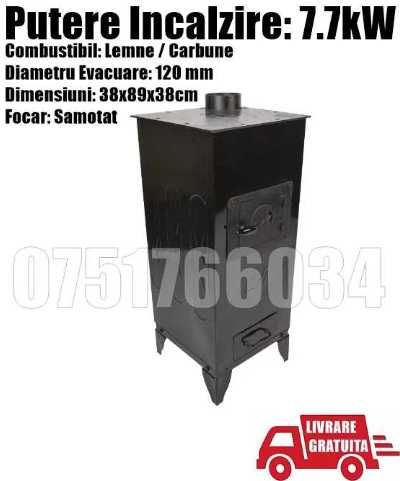 GODIN Soba Lemne Semineu Samotat 7.7kw Negru Casa +LIVRARE GRATUITA SB