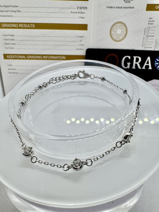 Сребърна гривна с мойсанит (диамант) 0.5 карата