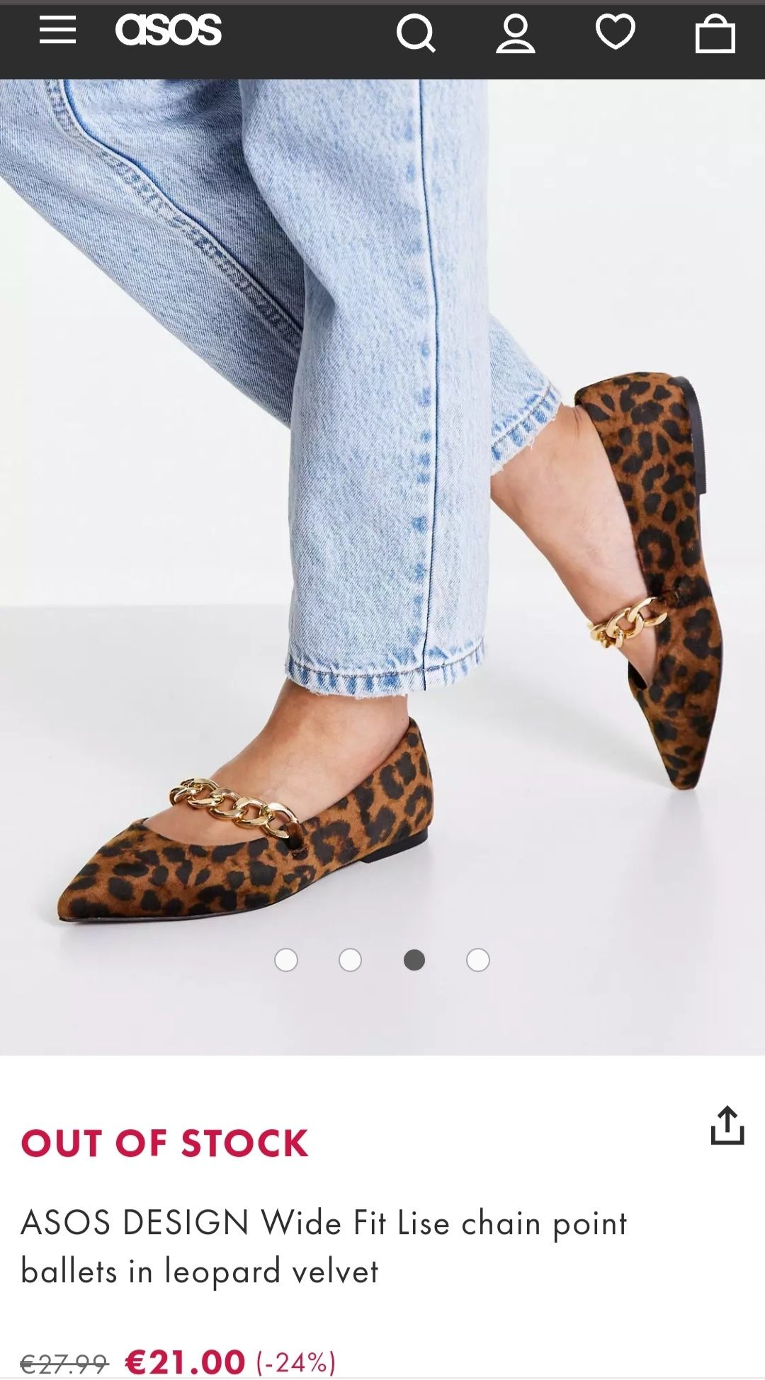 Balerini Asos animal print cu lant auriu