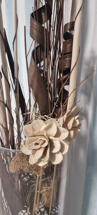 Vaza Sticla & Flori Decorative