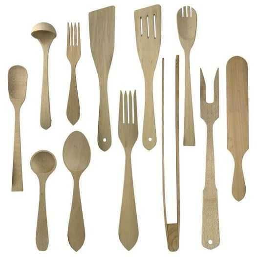 Set 12 ustensile,tacamuri din lemn fag,rezistente la caldura,nou