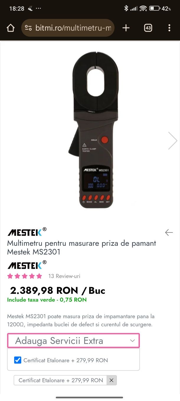Multimetru pentru măsurarea prizei de pământ.