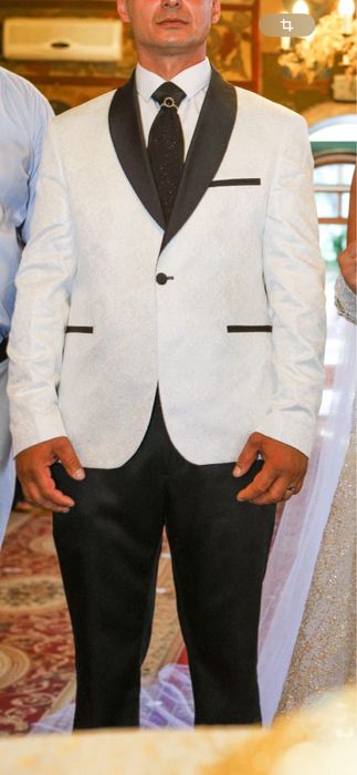 Costum ginere alb si negru