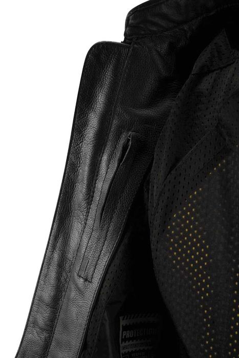 Geacă Moto Damă Piele cu Protecții Nivel 2, PES, Negru/Roz