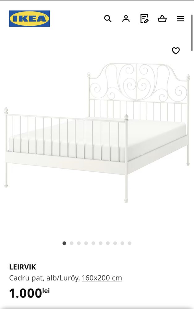 Pat Ikea 160x200 Liervik + Saltea memory foam