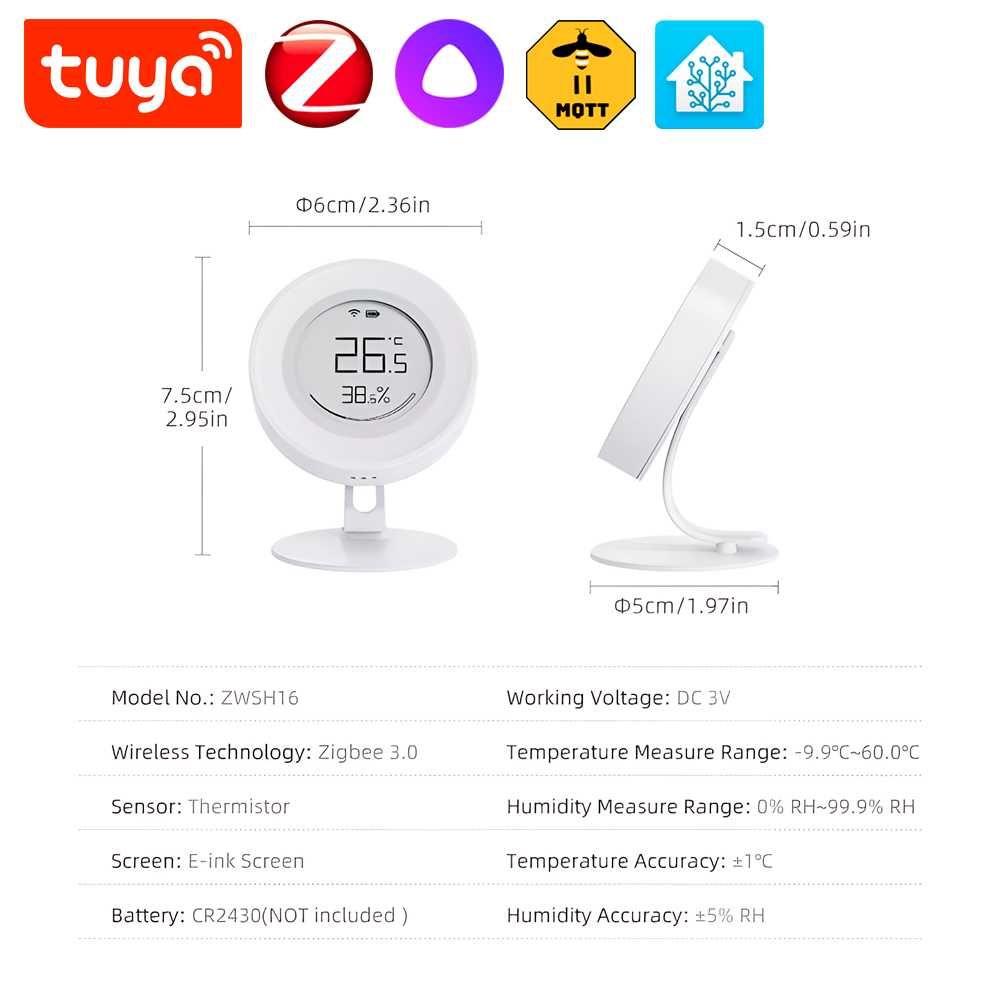 Премиум Датчик температуры и влажности - E-Ink ZigBee