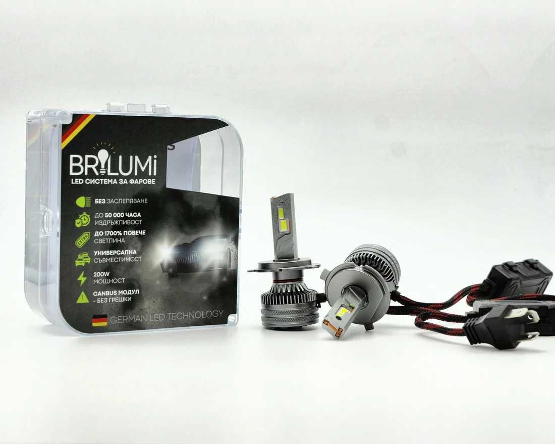 LED крушки за фарове BRILUMI ZENITH,CANBUS, H4, 200W, 6000K