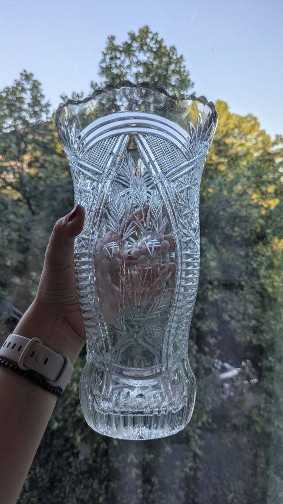 Vaza si bol/fructiera din cristal vintage