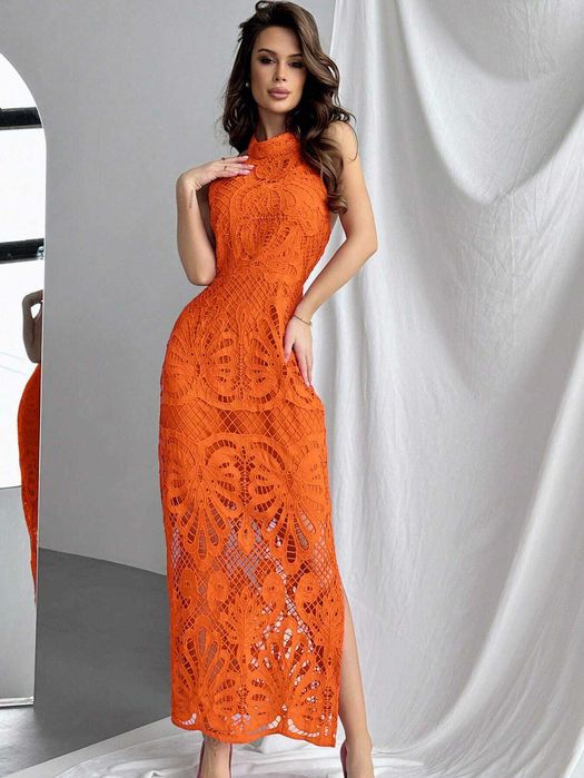 Бяла рокля  дантела, Дълга рокля дантела, Черна рокля, Оранжева дантел