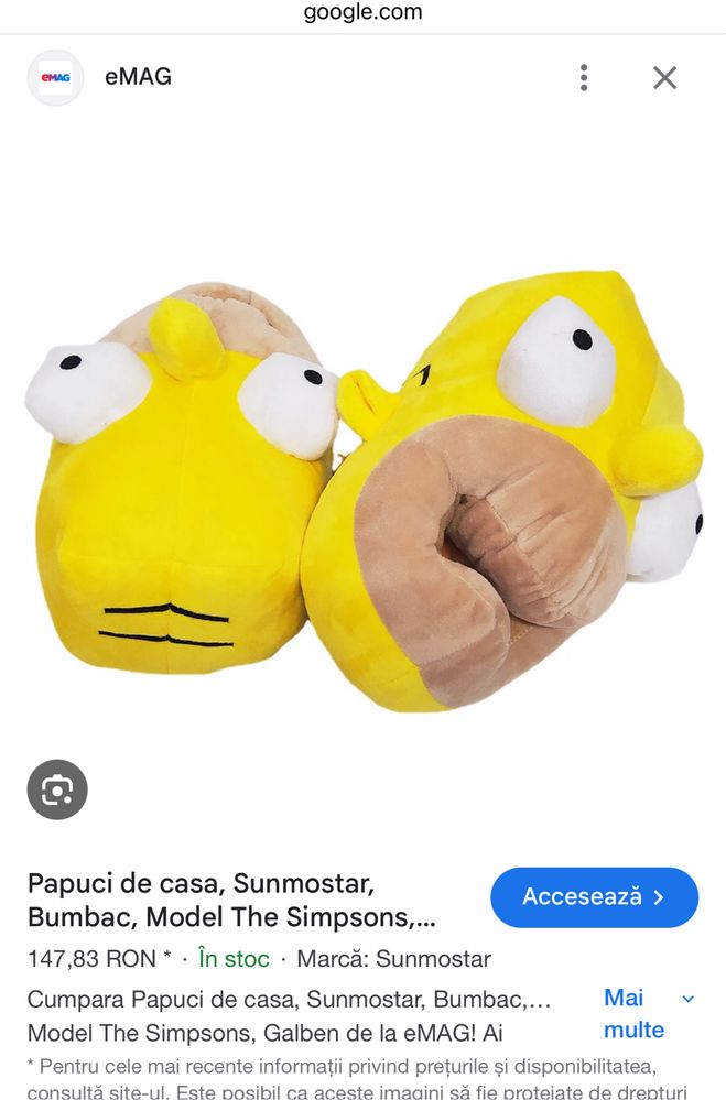 Papuci casa Homer Simpsons marime 38 - 39 - 40 - 41 - 42 - 43