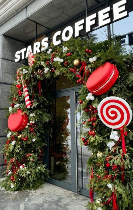 Новогоднее оформление входных групп Астана