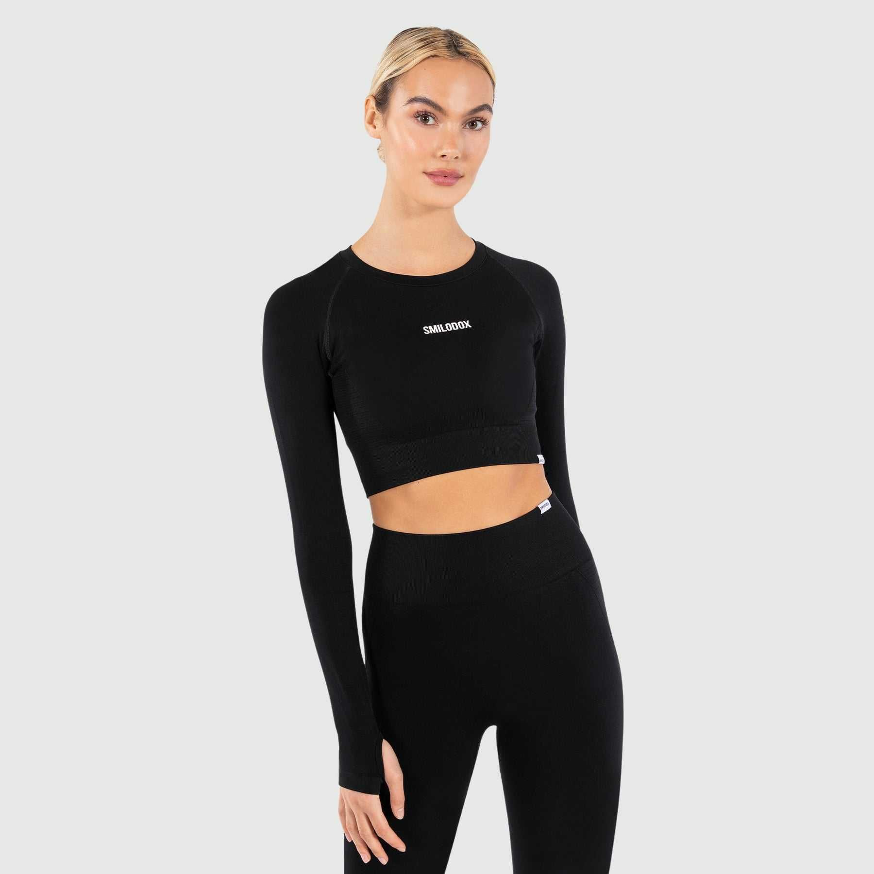 НОВО Smilodox Long Sleeved SEAMLESS CROPPED Top дамски топ - М