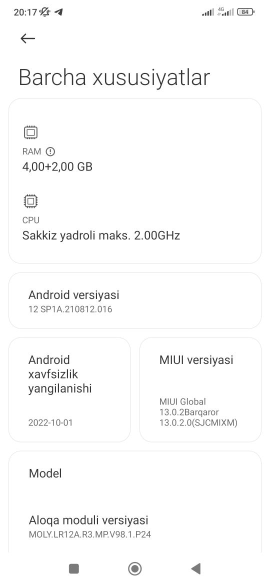 redmi 9 aybi yuq faqat karobka yuq