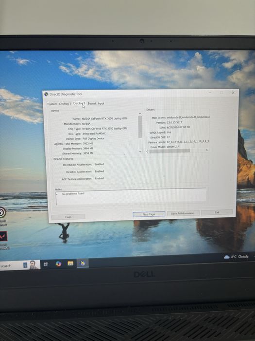 Laptop Gaming Dell G15 Intel I5 11260h NVIDIA RTX 3050