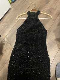 Черна пайетена рокля