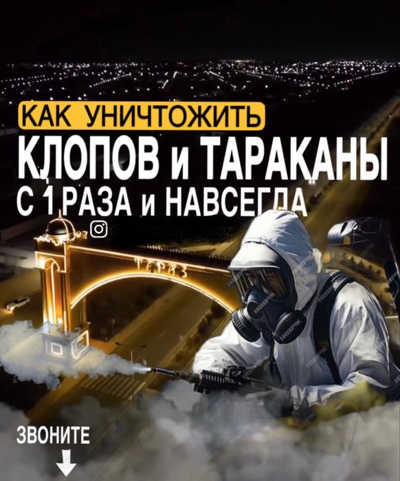 Дизенфекция Клопы Тараз Тараканы без запаха