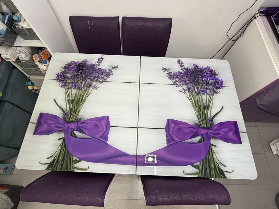 Masa extensibila 130-165/80 cm cu 4 scaune
