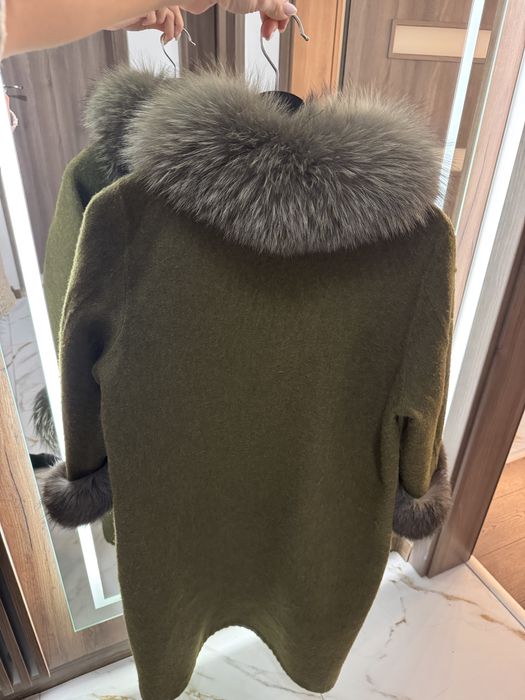 Палто от естествена вълна и естествен косъм