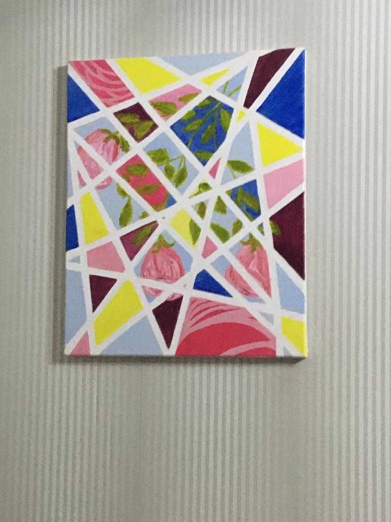 Pictura abstracta cu flori in ulei 50×40cm