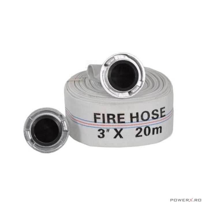 Furtun de apa tip pompier cu cuple, 3" 20 metri, Kraft