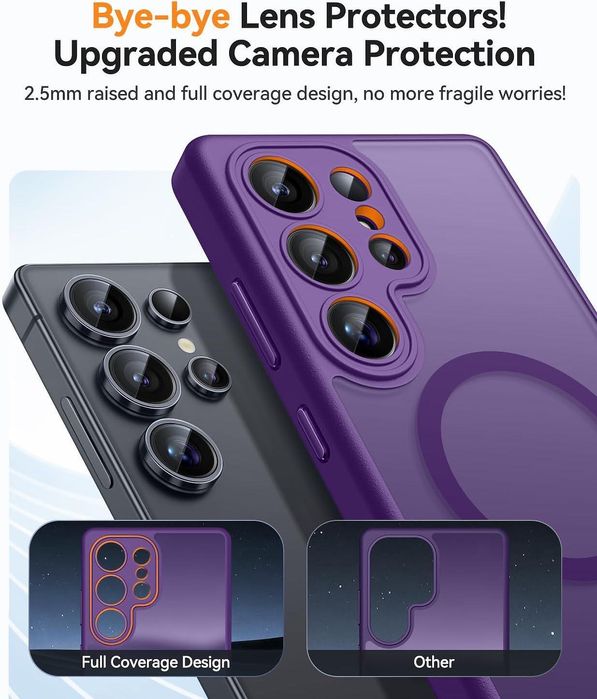 Матов magsafe кейс за samsung galaxy s25 ultra - лилав