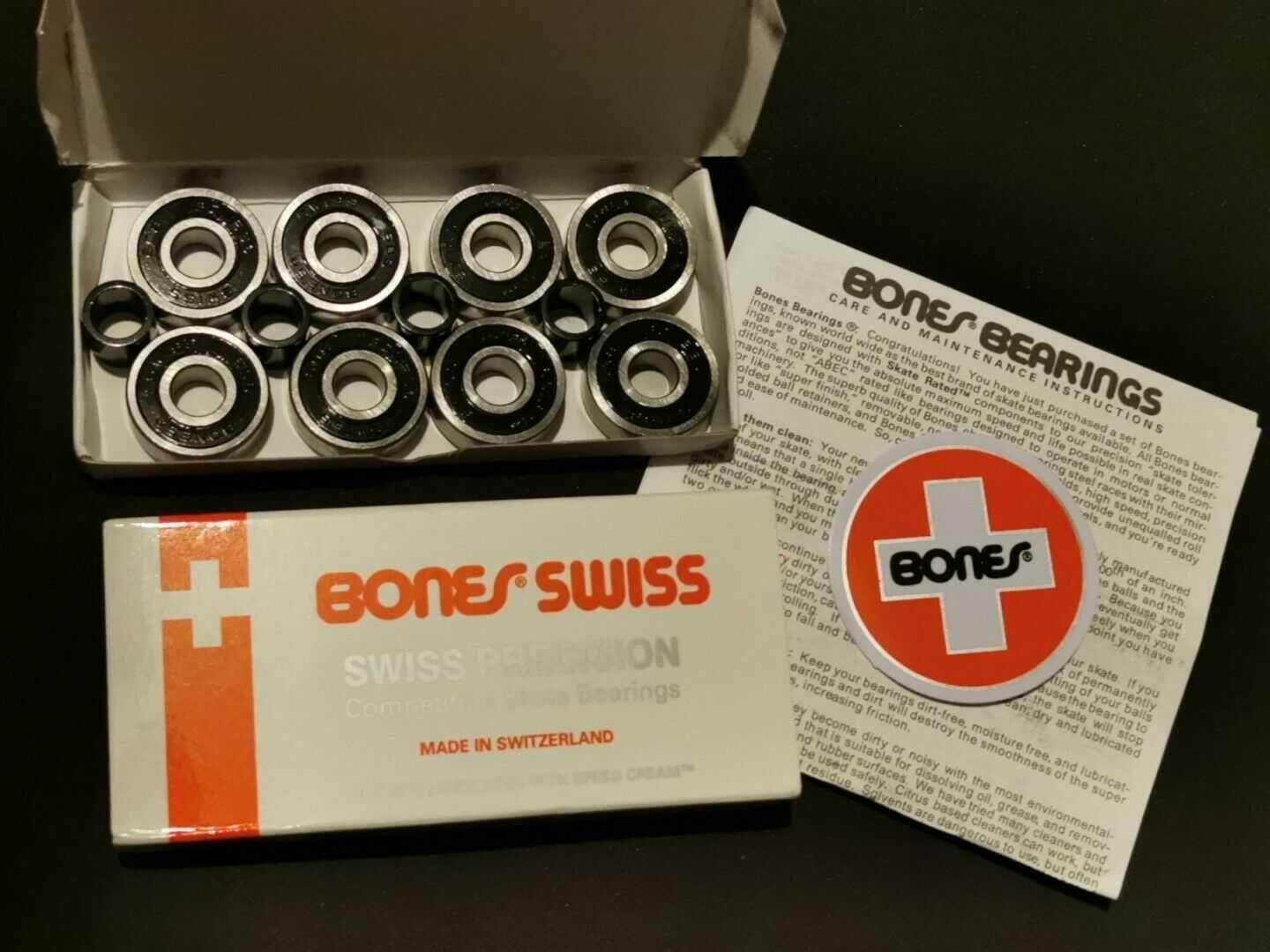 Bones Swiss Skateboard Bearings 8 pack