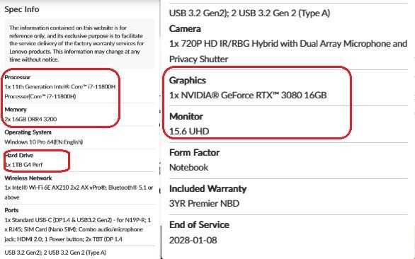 RTX 3080 16GB/4K UltraHD/Core i7-11800H/32GB RAM/1TB SSD/ThinkPad T15g