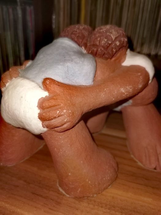 Фигура скулптура керамика рядка пластика на сумисти борци ръчна работа