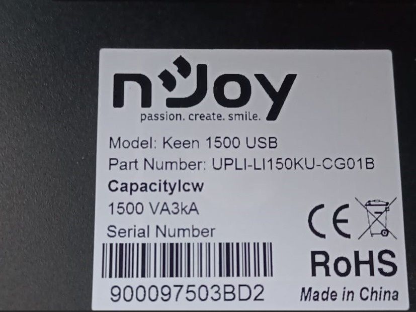 UPS nJoy Keen 1500, 1500 VA / 900 W, Auto-restart, AVR, 4 prize Schuko