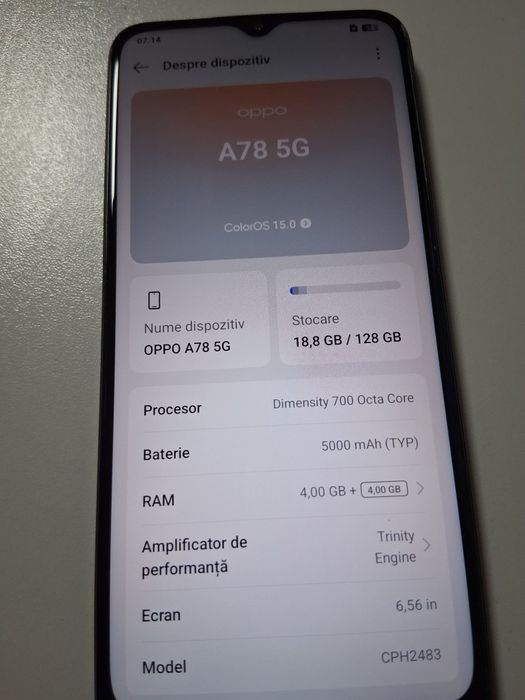 OPPO A78 5G, 128GB, 5000 mah baterie, full box