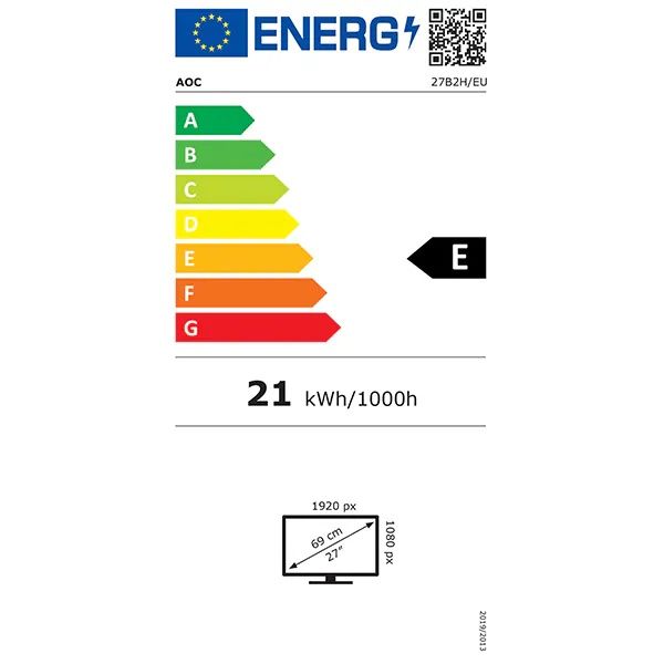 Monitor LED IPS AOC 27B2H/EU, 27" Full HD, 75Hz, Flicker Free, negru