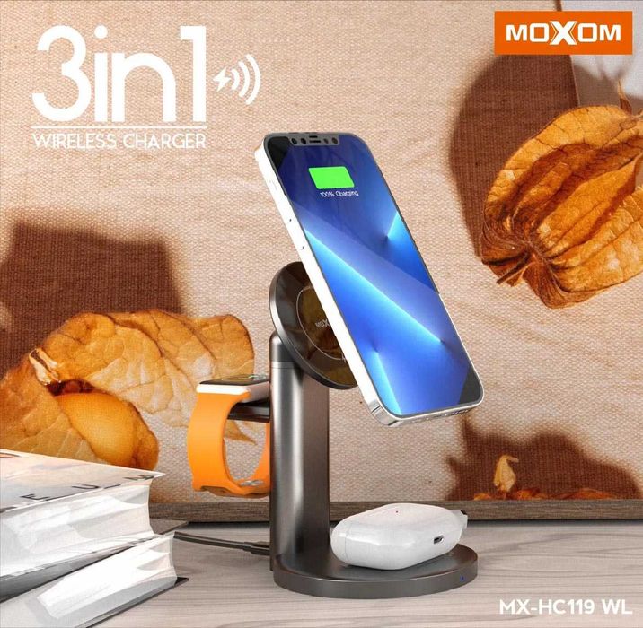 Moxom MX-HC119 Magnetic 3-in-1 — беспроводная зарядка (новая)