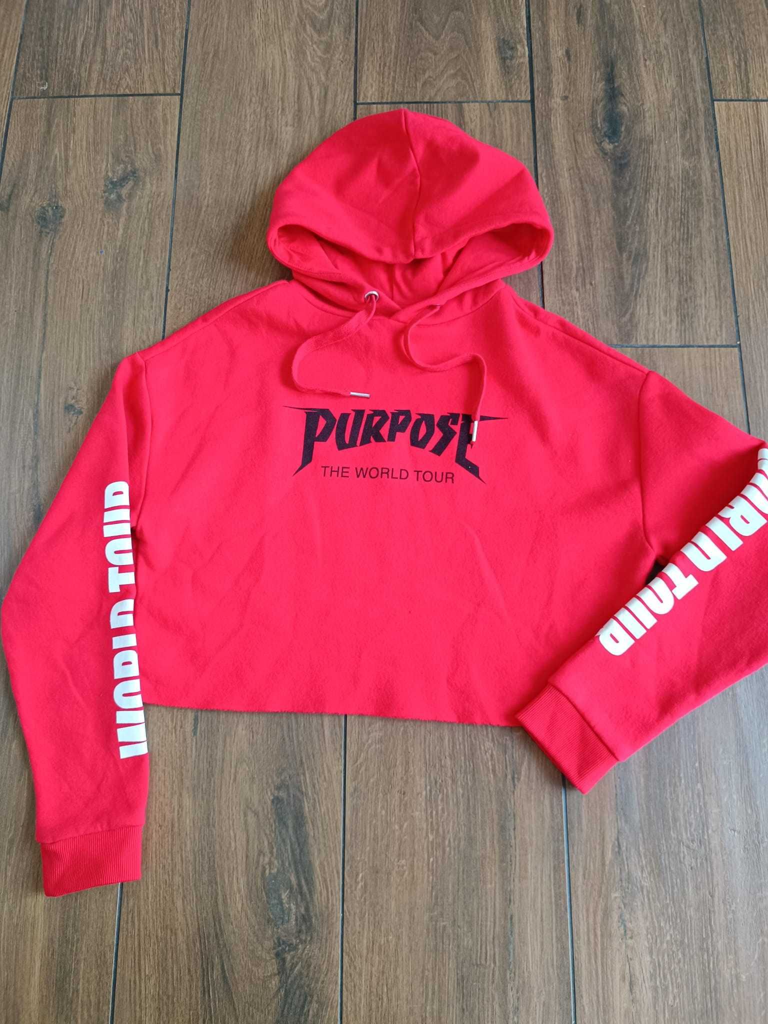 Justin Bieber Purpose World Tour HM rosu pufos XS bluza pulover crop