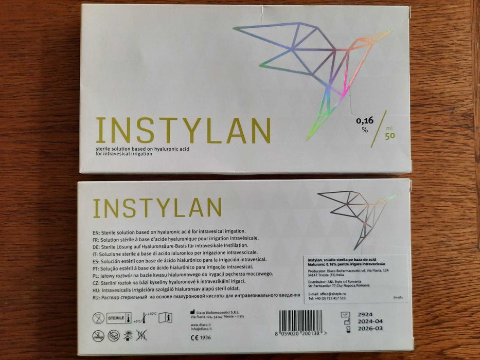 Vand Instylan - dispozitiv medical intravezical cu acid hialuronic