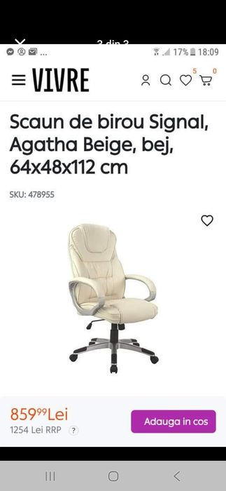 Scaun birou SIGNAL Agatha bej