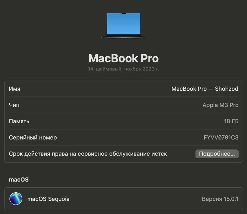 Macbook Pro 2023 (M3 Pro)