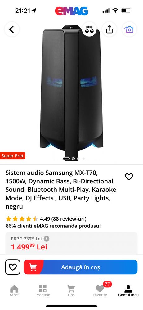 Boxa Samsung MX-T70 1500W