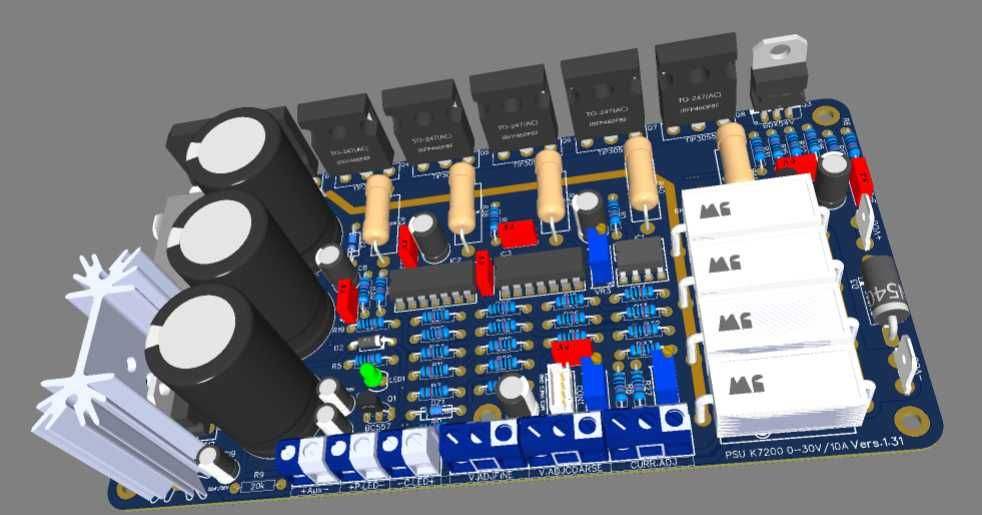 Cablaj PCB sursa reglabila 0-30v, 0-10a, k7200